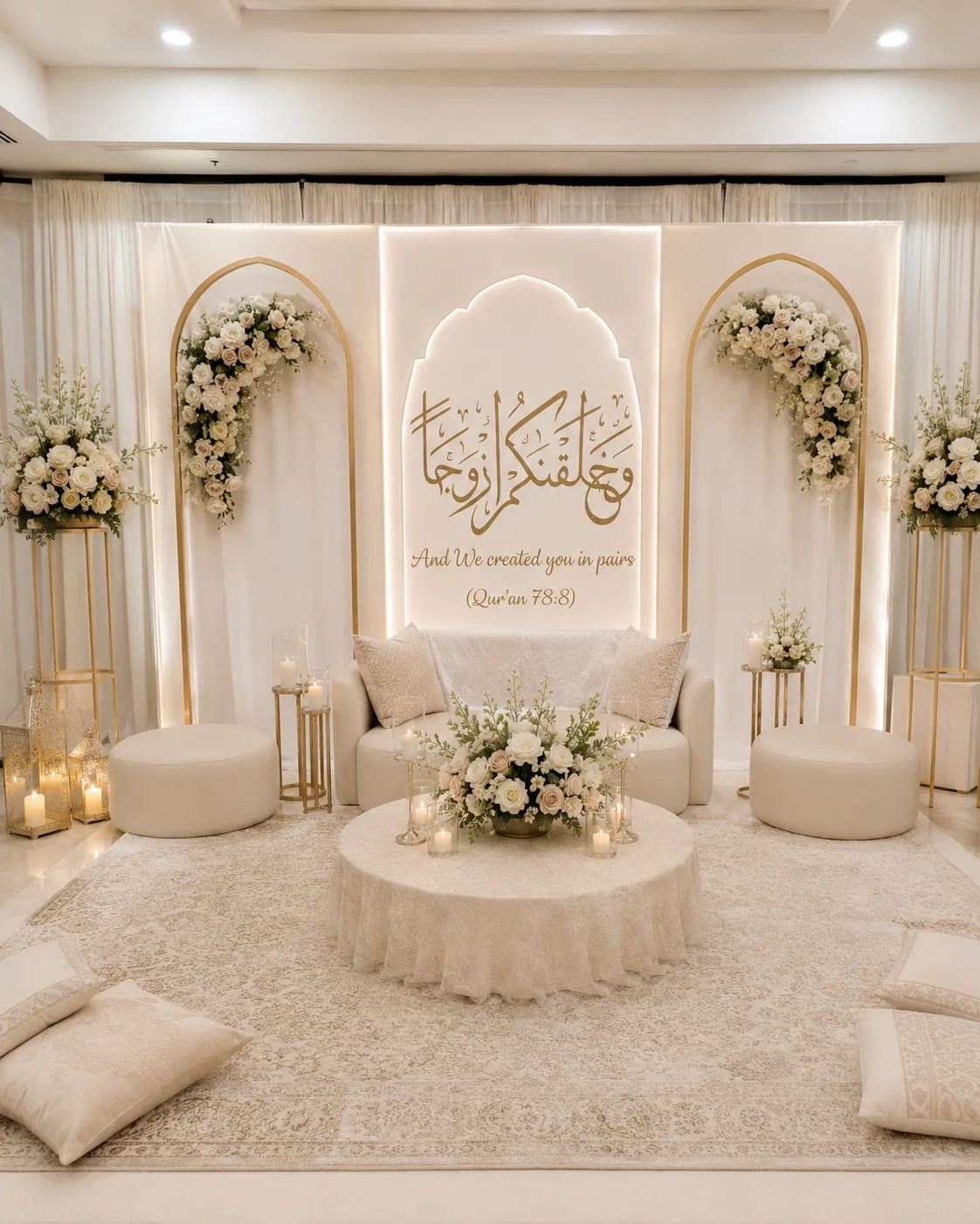 Engagement or henna event decor with vibrant celebration styling