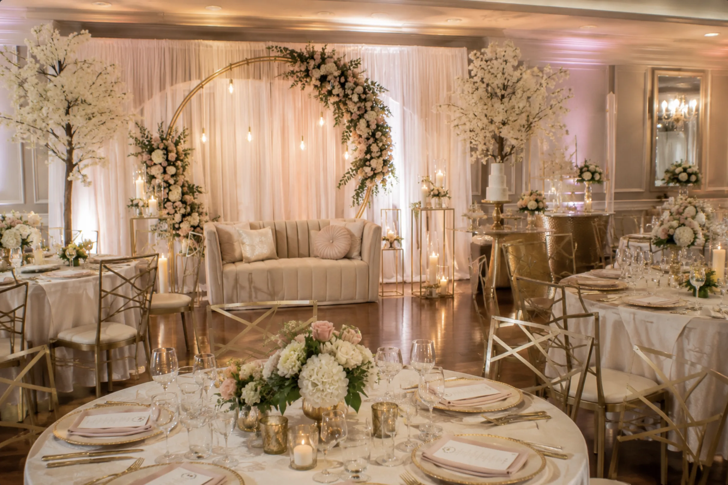 Elegant decorated event space for family celebrations