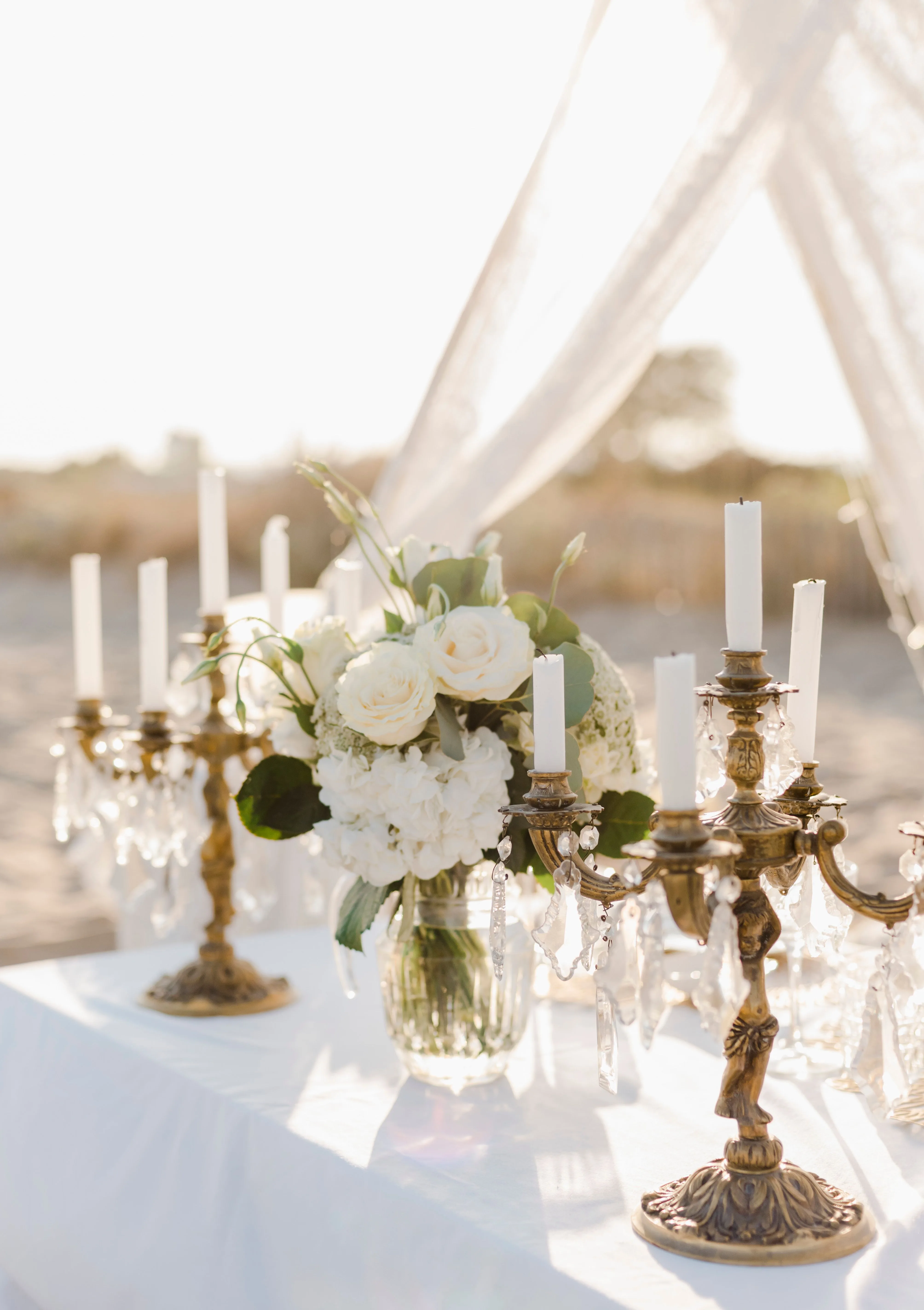 Elegant wedding decor detail with florals and table styling