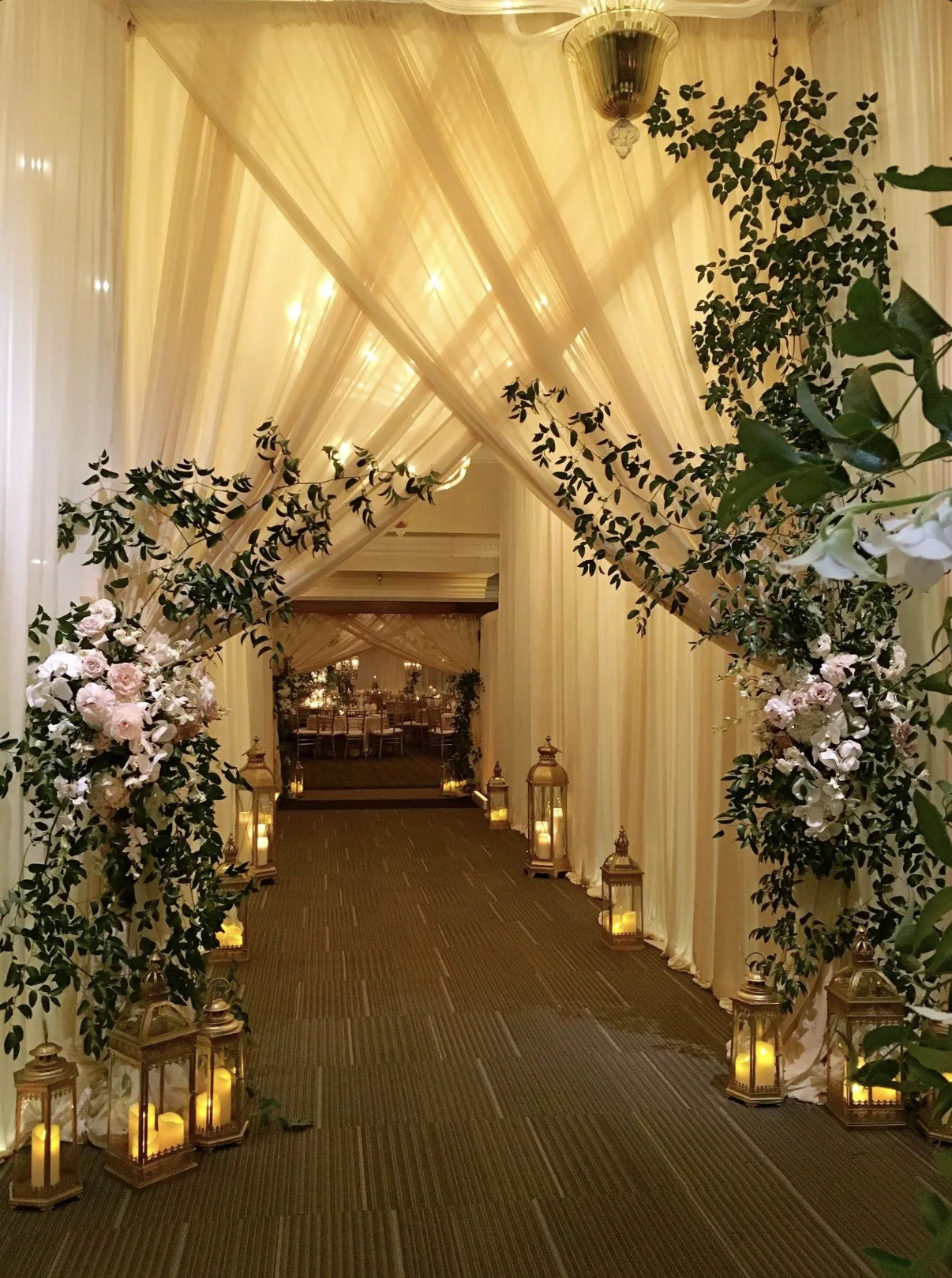 Styled wedding entrance or floral display detail